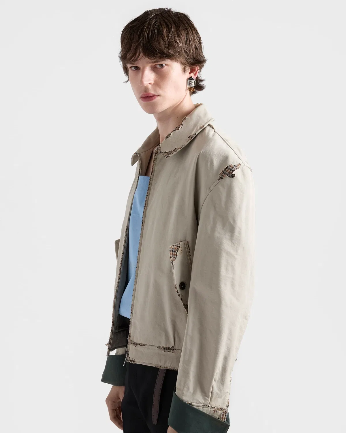 Легкая куртка свободного кроя Prada, бежевый — фото 4