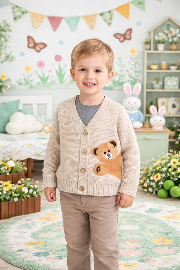 Детский кардиган с принтом Tinitins, Beige