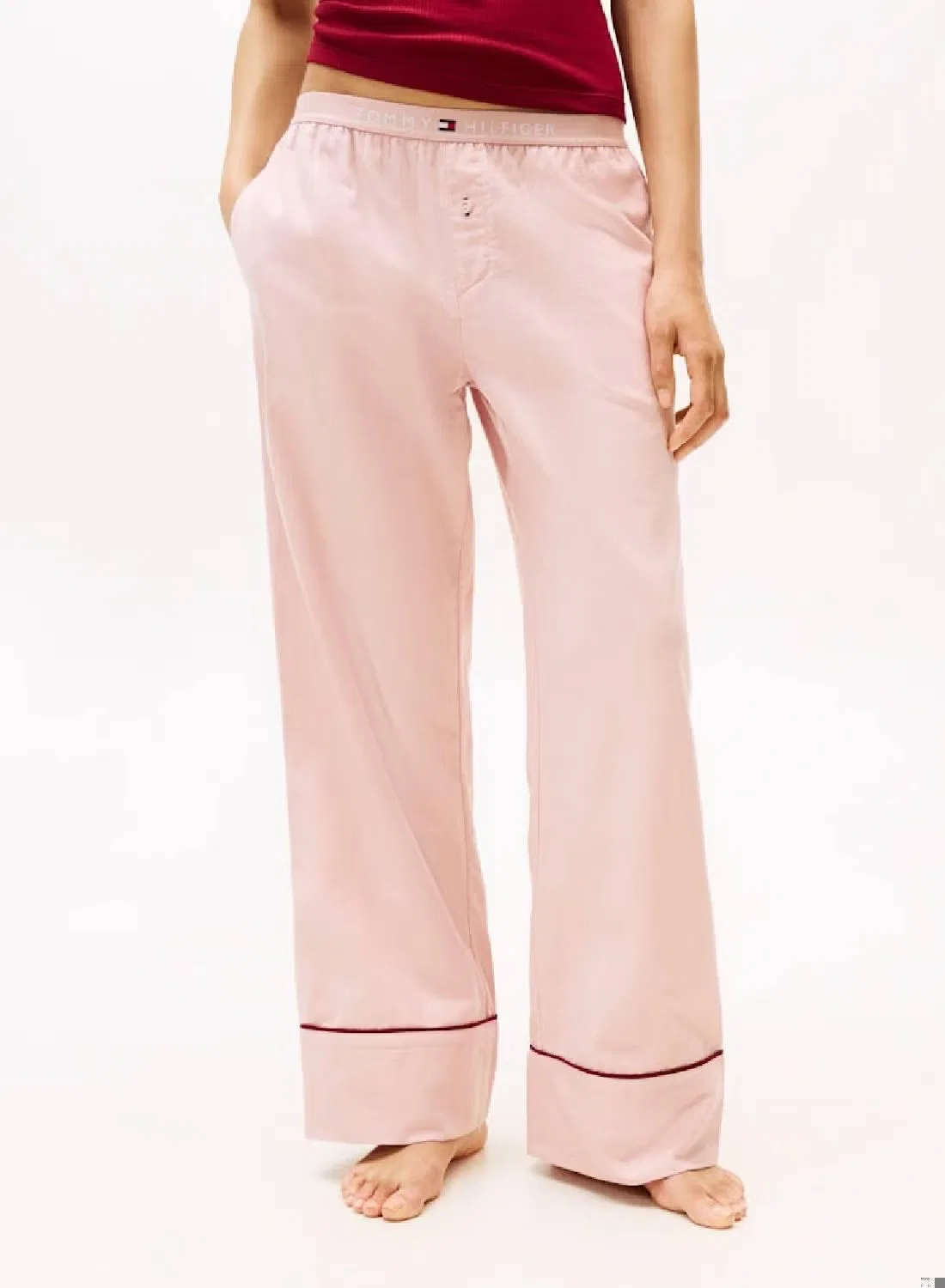 Пижамные брюки из хлопкового фланеля Tommy Hilfiger, розовый — фото 4
