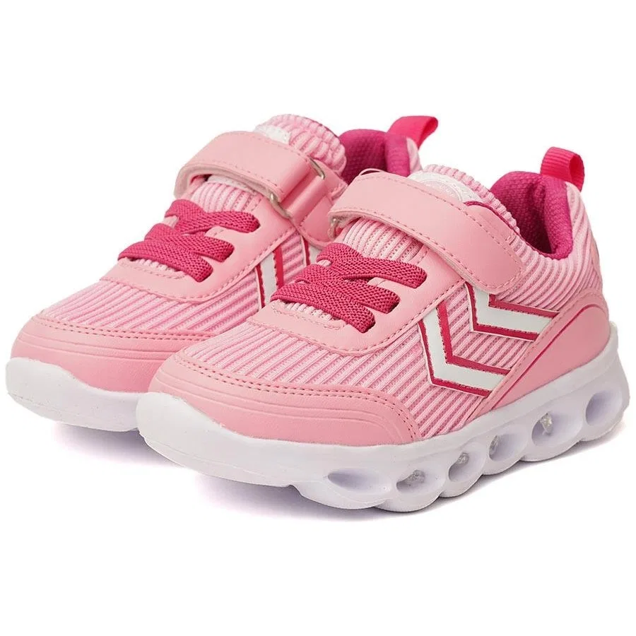 Кроссовки детские с полосками Hml Stripe Jr Hummel, Розово-белый — фото 4
