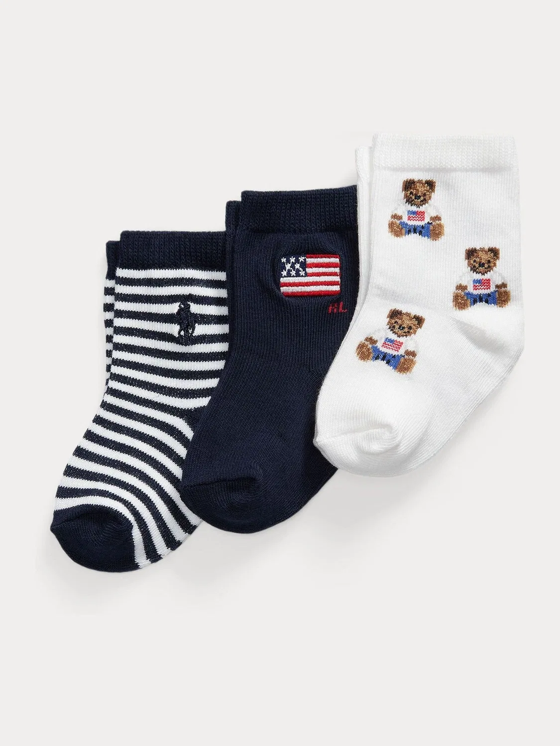 Носки, 3 пары, с рисунком Polo Ralph Lauren, белый