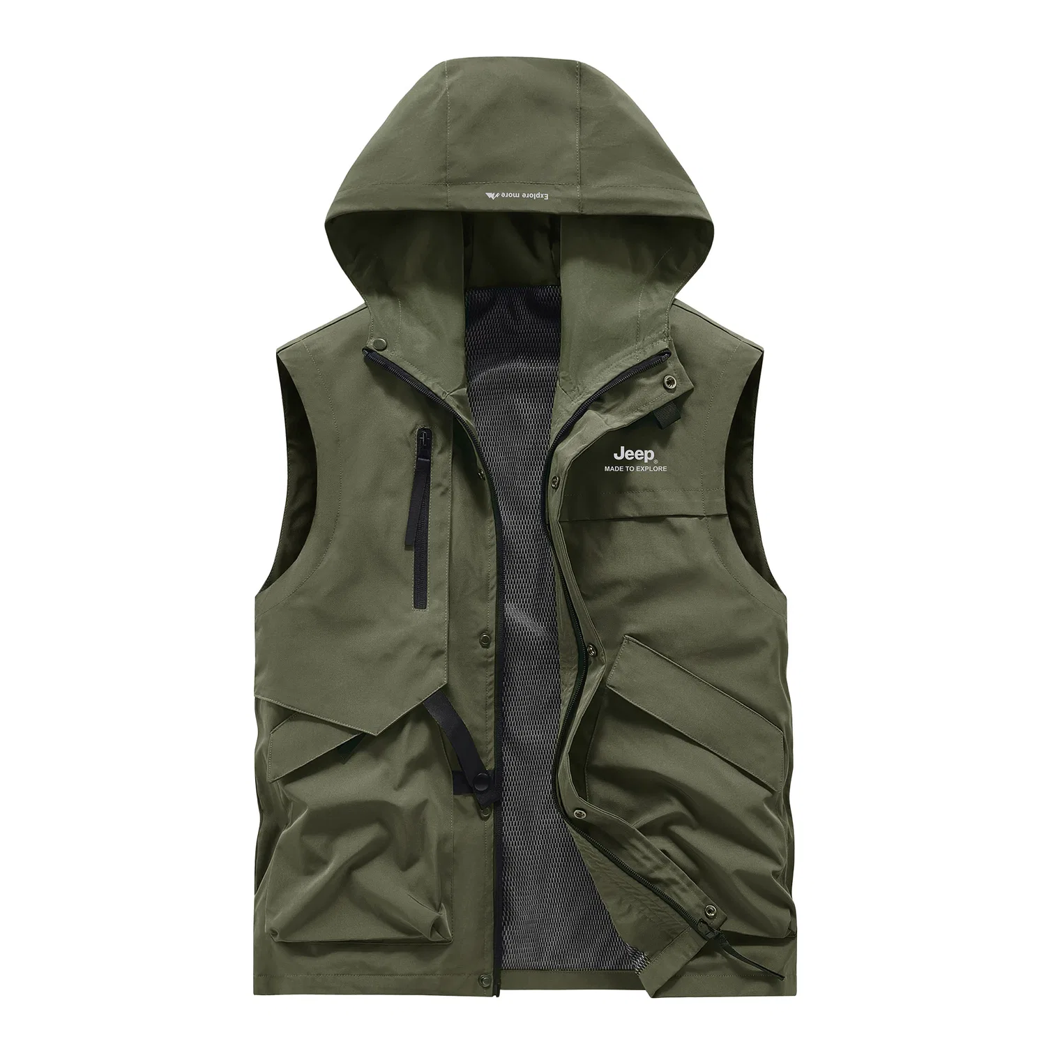 Детский жилет с капюшоном Jeep, прямой крой, Army Green