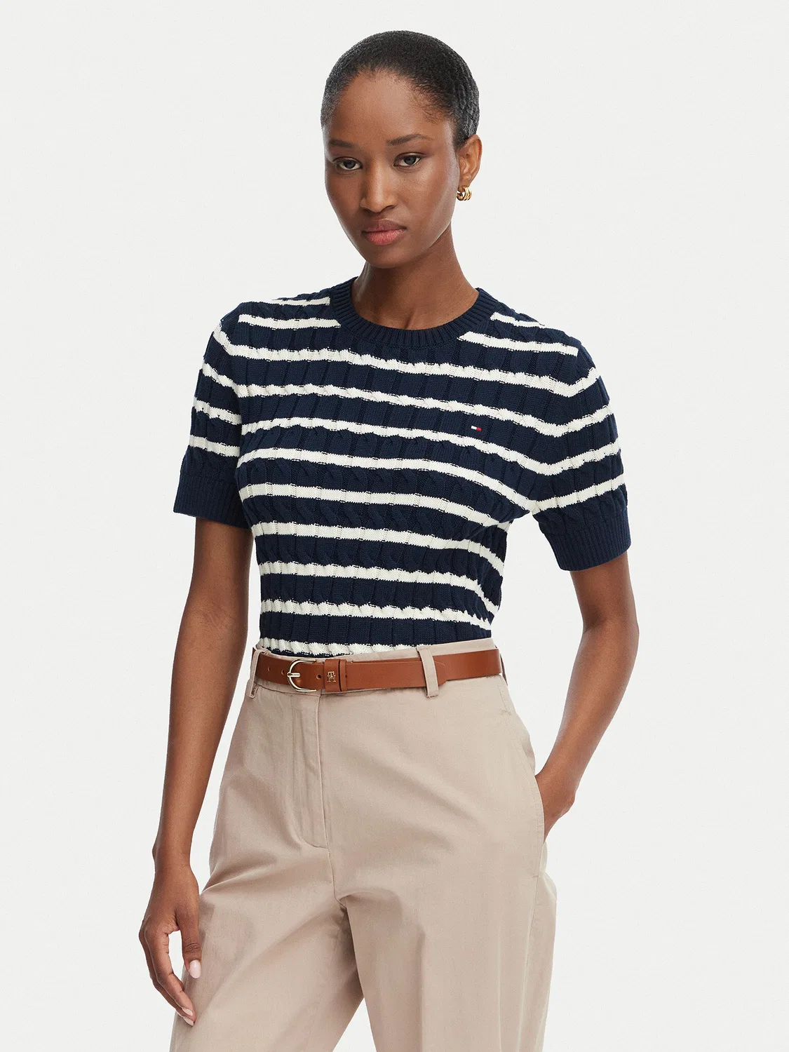 Женский пуловер стандартного кроя Cable Mid Tommy Hilfiger, темно-синий