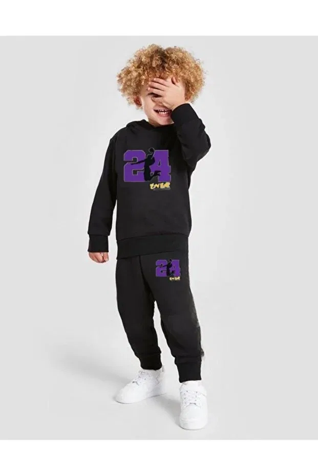 Детский спортивный костюм для мальчиков с принтом Sportswear Topçu, Black