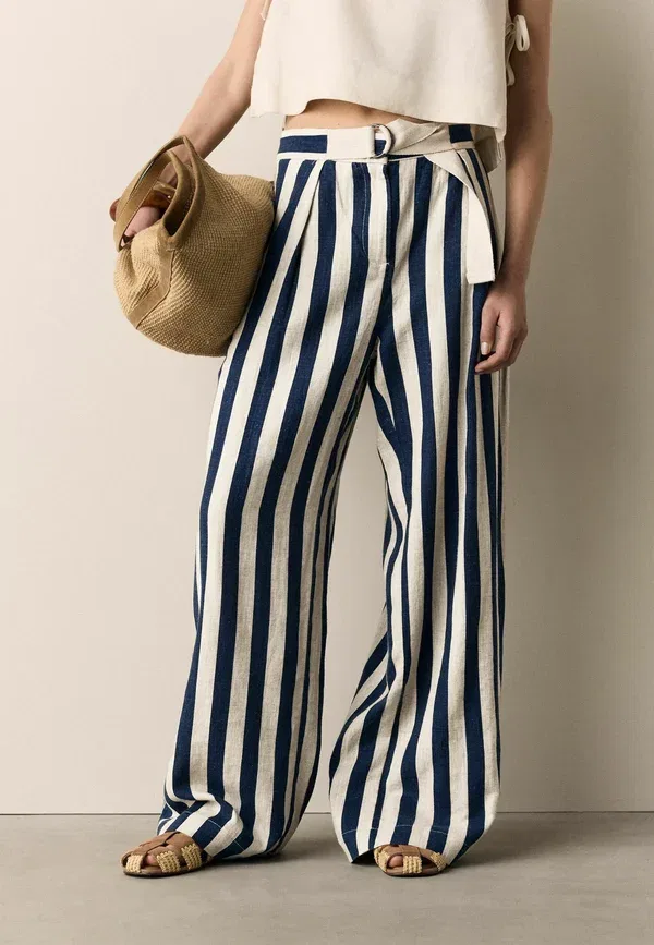 Брюки льняные Trousers Next, Navy blue, Stone stripe, темно-синий