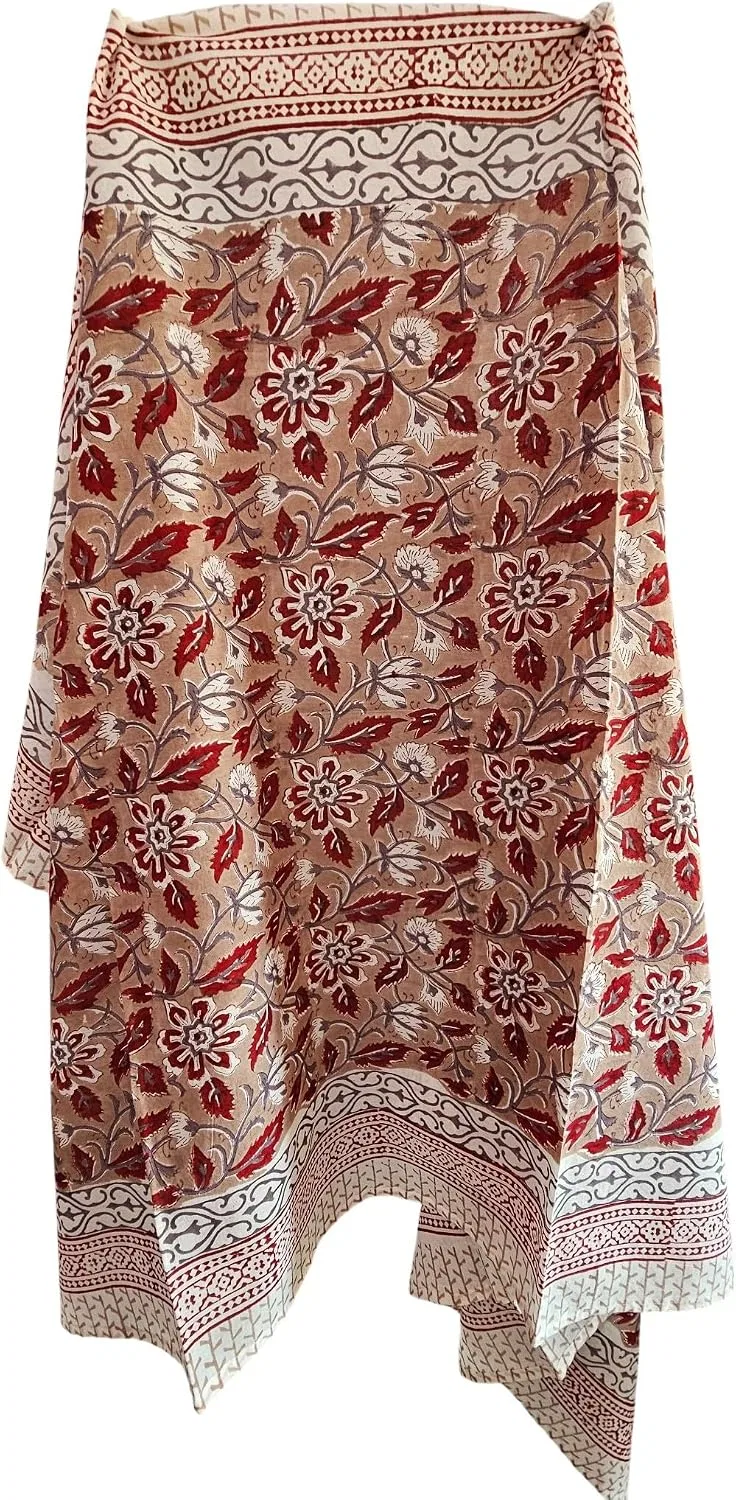 Женский парео-саронг с флористическим принтом Hand Block Printed Cotton, Multicolor