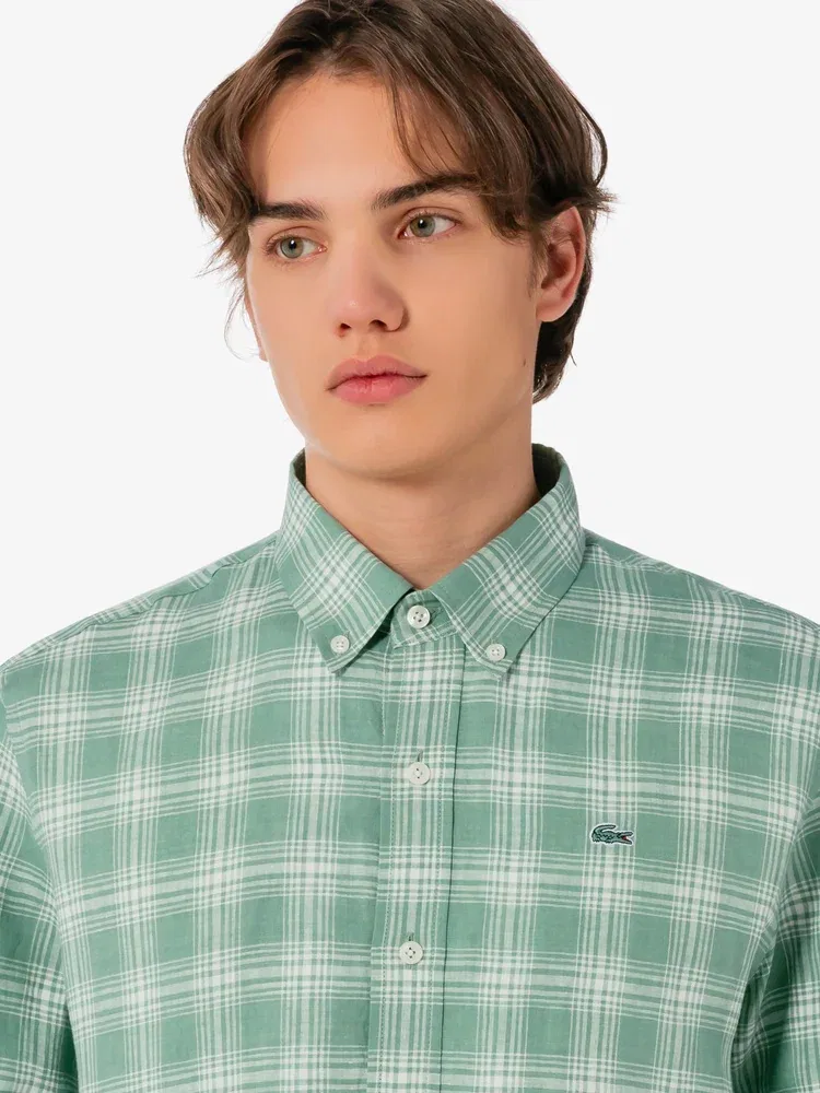 Рубашка с длинным рукавом льняная LACOSTE CH739E, Green — фото 2