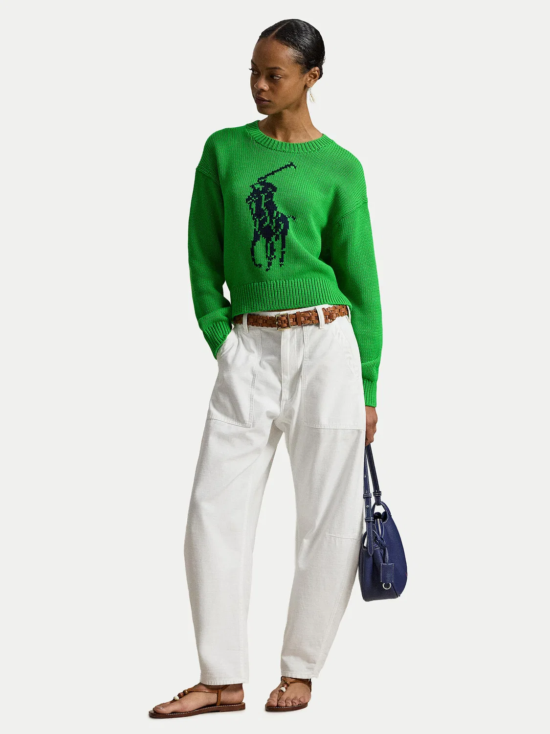 Женский пуловер свободного кроя Polo Ralph Lauren, зеленый — фото 2