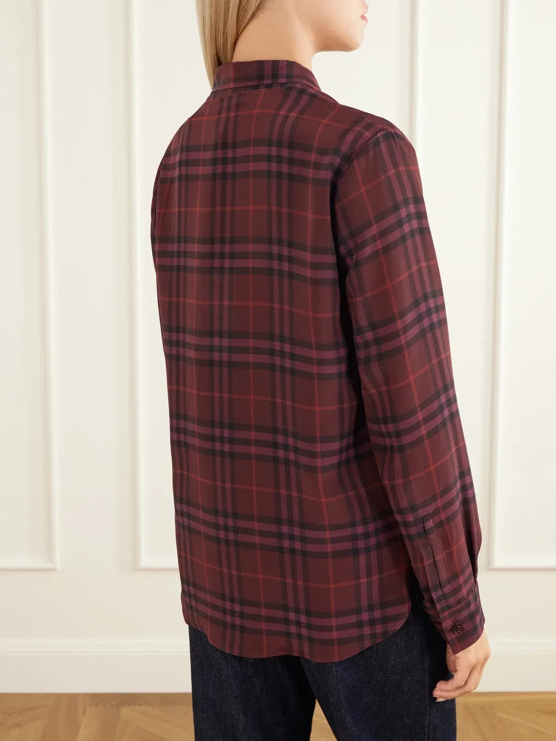 Блузка из крепа с бантом Rhiannon Burberry, бордовый — фото 4