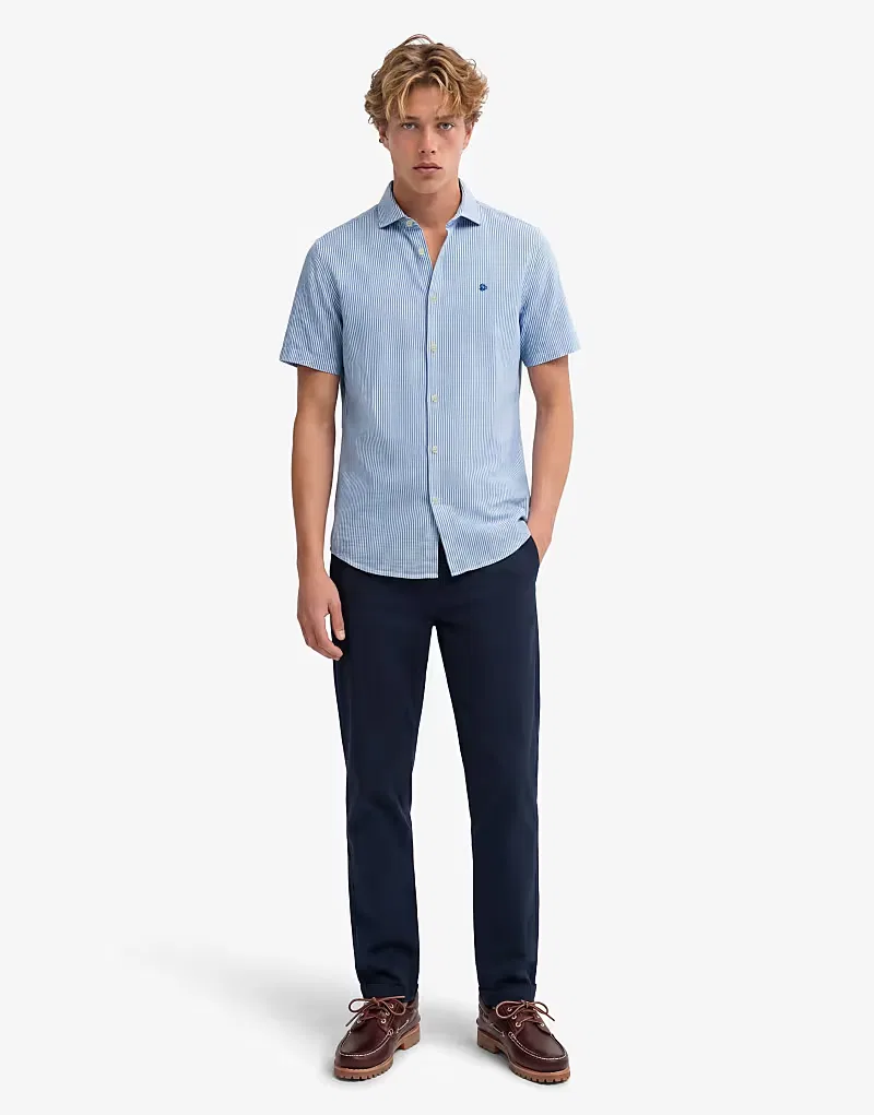Льняная рубашка Superdry Riviera с коротким рукавом, в синюю полоску — фото 4