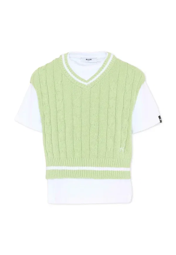 Футболка хлопковая print t-shirt Msgm зеленый