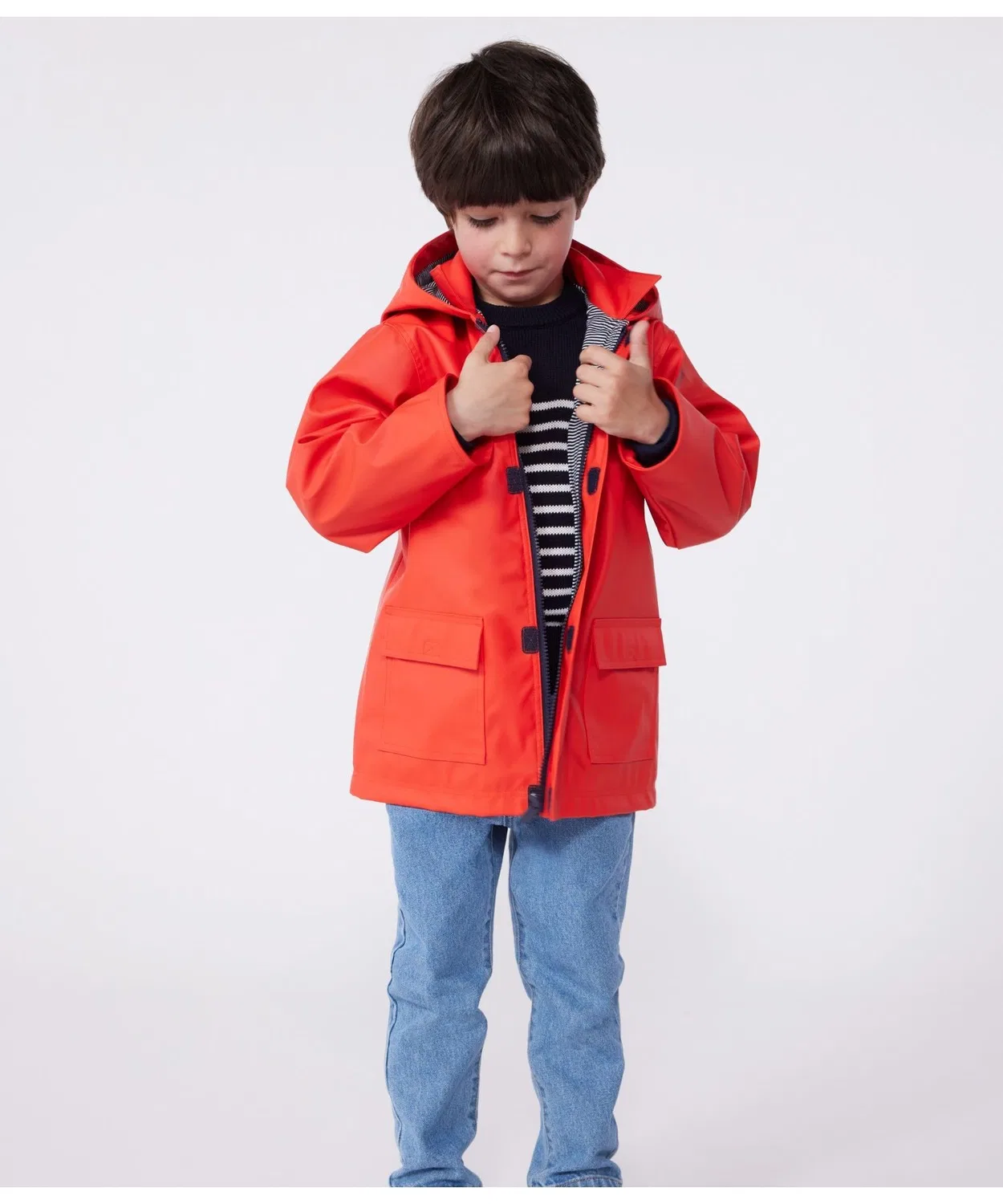 Детская куртка-парка без принта с капюшоном PETIT BATEAU, Red — фото 3