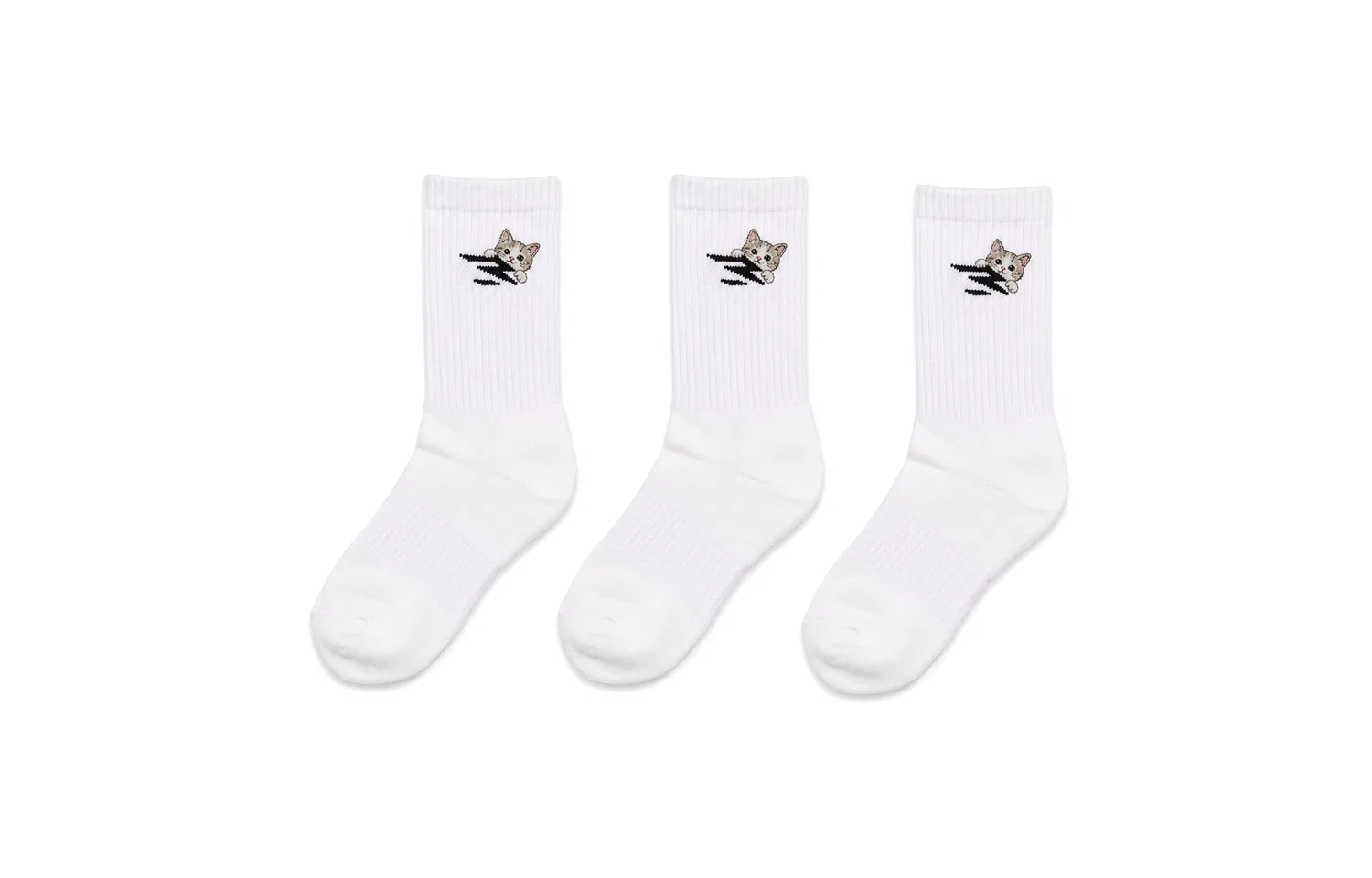 Детские носки с принтом Kitten Peeking-3 Pack White Nike, Белый — фото 3