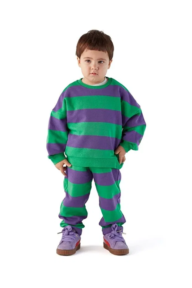 Детские свитшот для девочек в полоску Zoi Zebra, Purple-Green