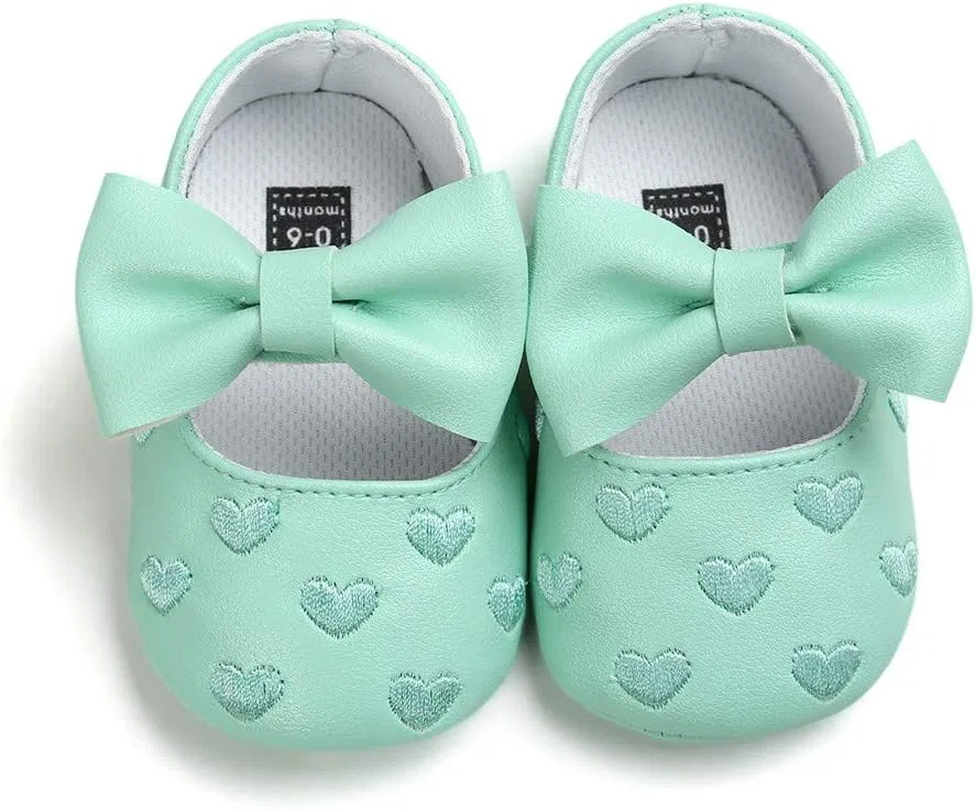 Детские туфли Мэри Джейн для девочек с бантом KISSOURBABY, Green — фото 3