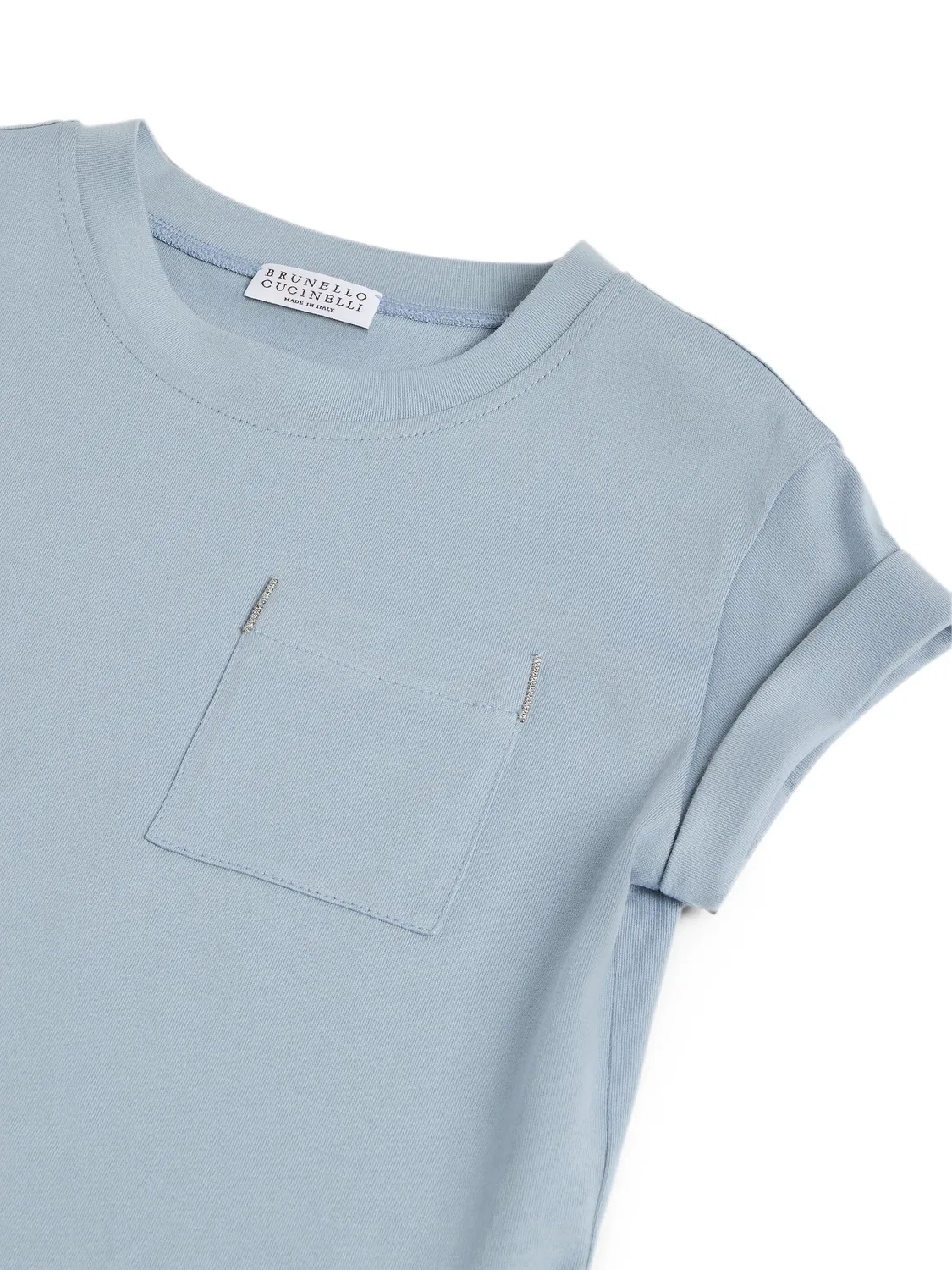 Футболка с нагрудным карманом Brunello Cucinelli Kids, синий — фото 3