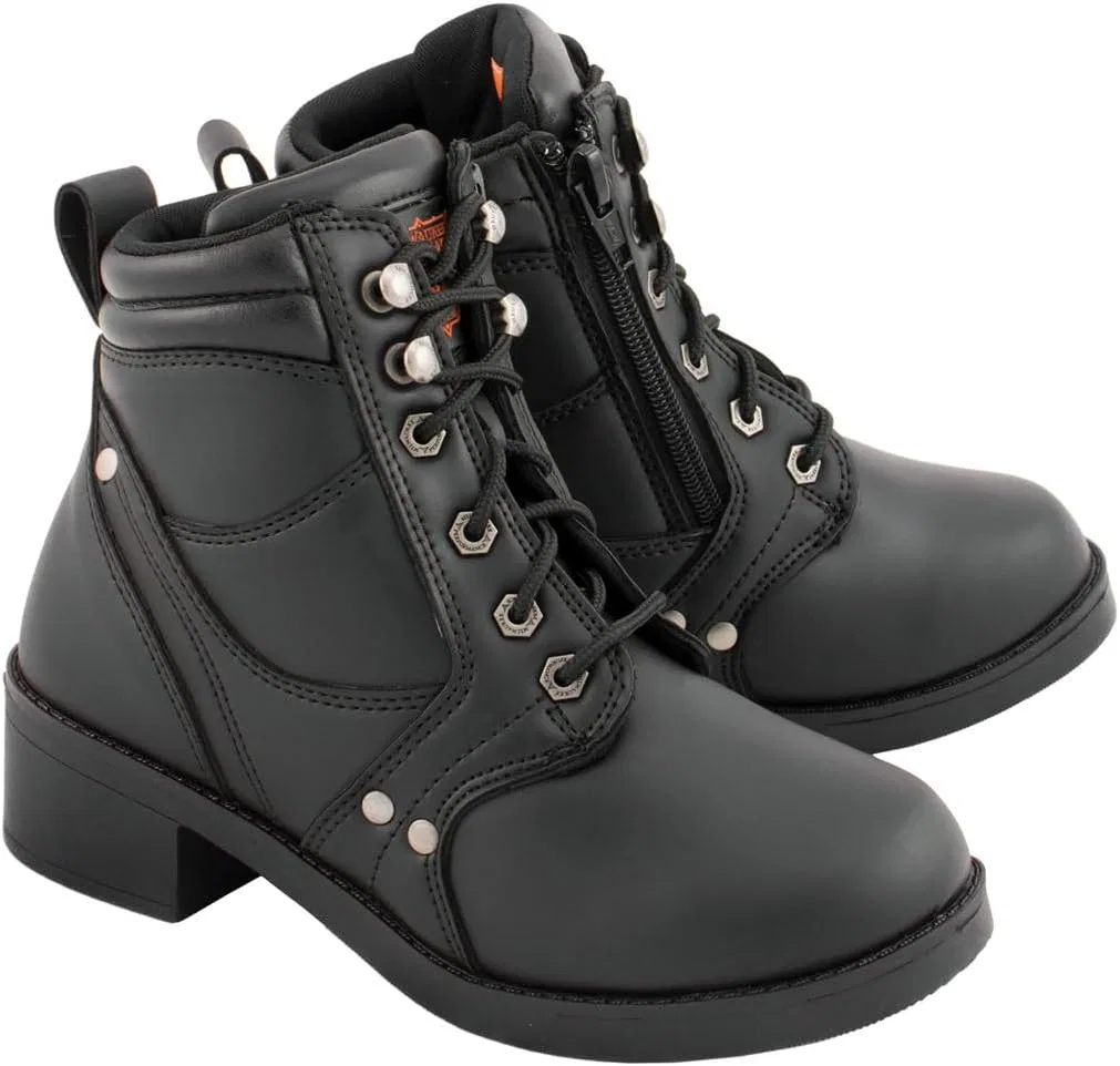 Детские ботинки на шнуровке с боковой молнией Milwaukee Leather MBK9265, Black