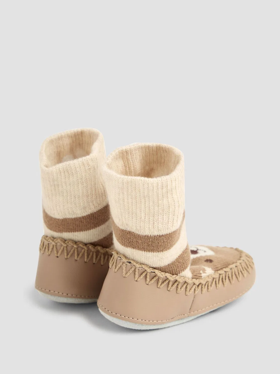 Мокасины-носочки тапочки Mouse Moccasin Slipper Socks Jojo Maman Bébé, коричневый медведь — фото 2