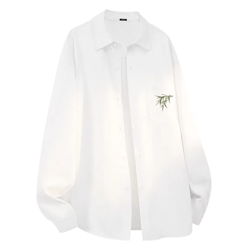 Детская рубашка с отложным воротником MINISO, Ice Silk Breathable Army Green (Ma Tuiduo Bamboo Green Chest Label) — фото 3