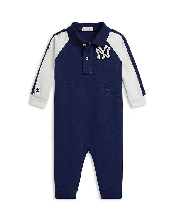 Детский поло-комбинезон для мальчиков с длинным рукавом New York Yankees Ralph Lauren, Blue Multi