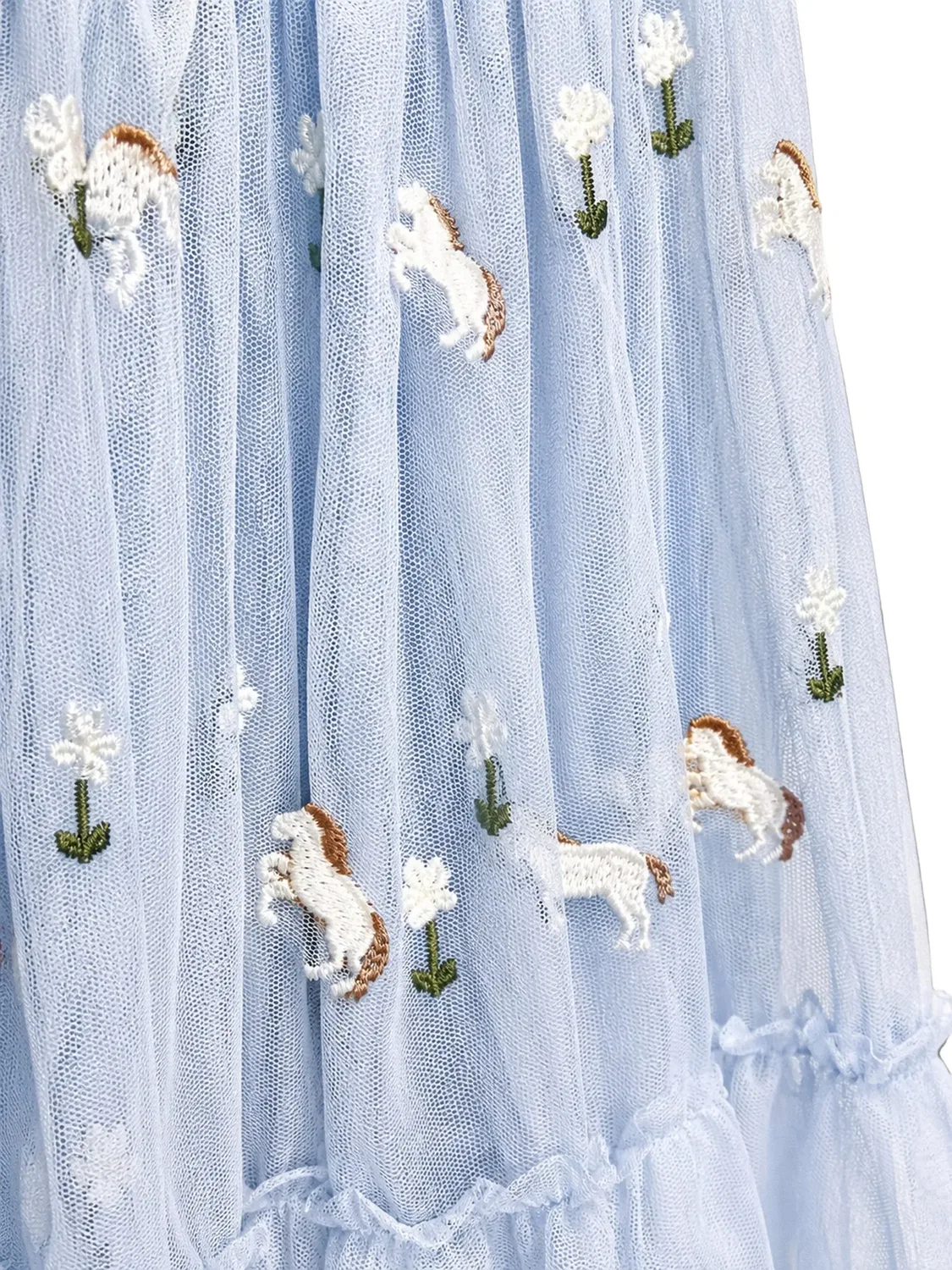 Вышитая многоярусная юбка-пачка Stella Mccartney Kids, синий — фото 3