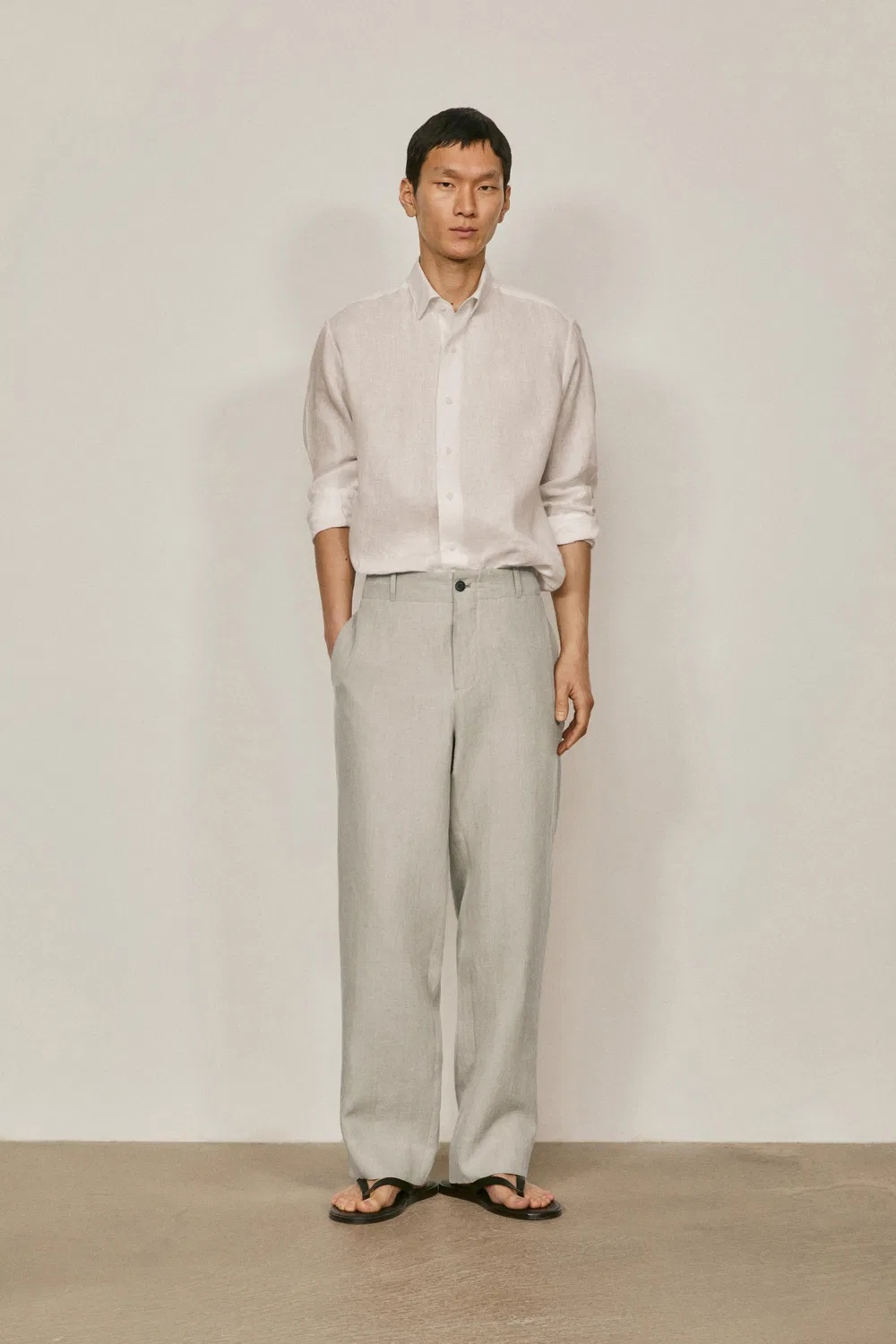 Брюки из 100% льна - лимитированная серия Massimo Dutti, хаки