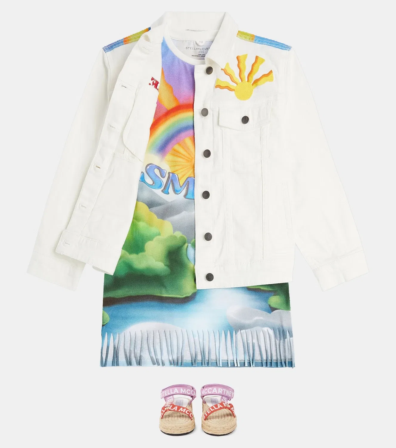 Легкая куртка джинсовая с принтом Stella Mccartney Kids, белый — фото 2