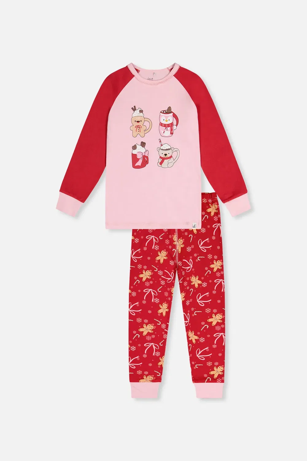Детский комплект пижамы из органического хлопка с длинным рукавом Deux par Deux, Red Printed Gingerbread