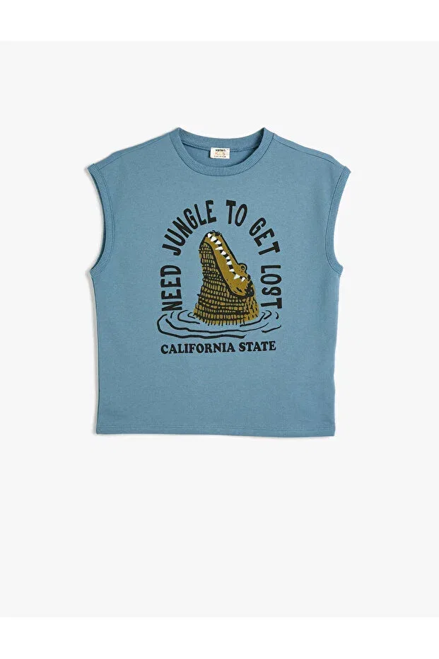 Детская майка для мальчиков с принтом Athlete crocodile printed crew neck sleeveless Koton, Blue