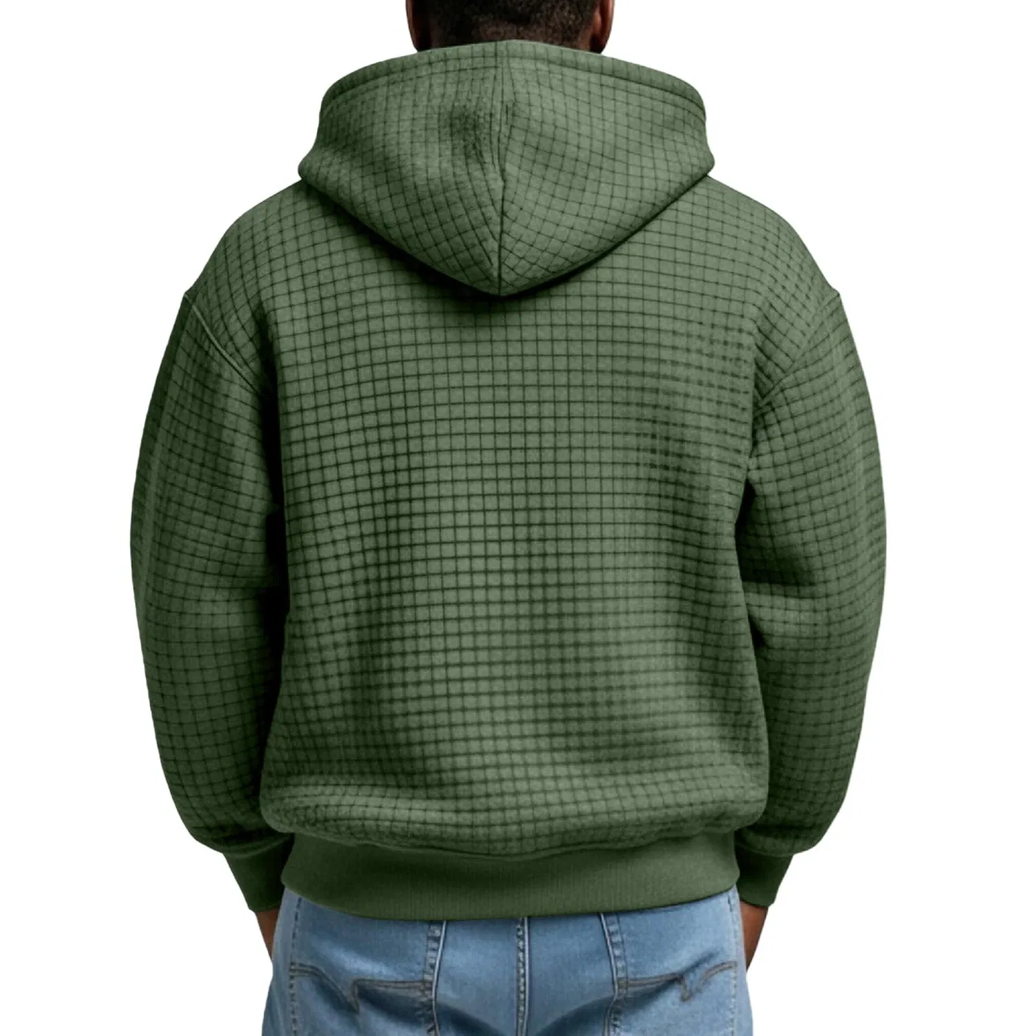 Мужское худи с длинным рукавом на молнии, Dark Green — фото 4