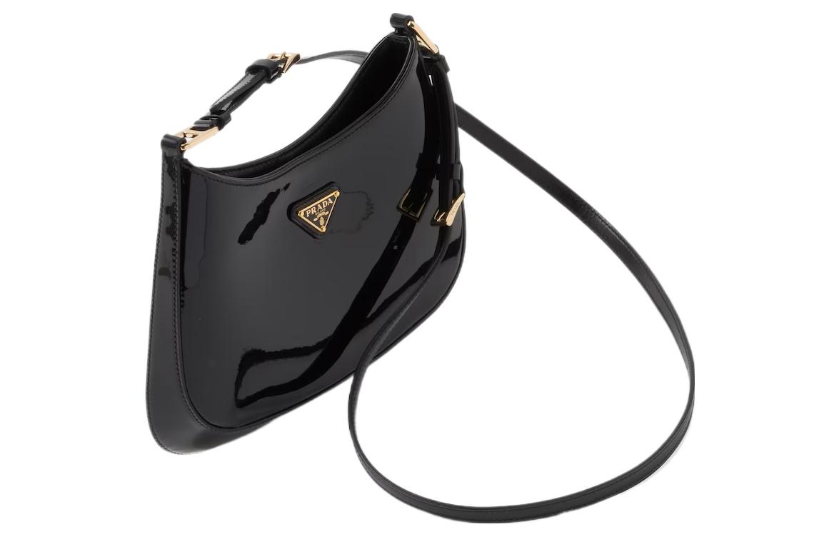 PRADA Кожаная портативная сумка через плечо женская черная — фото 2