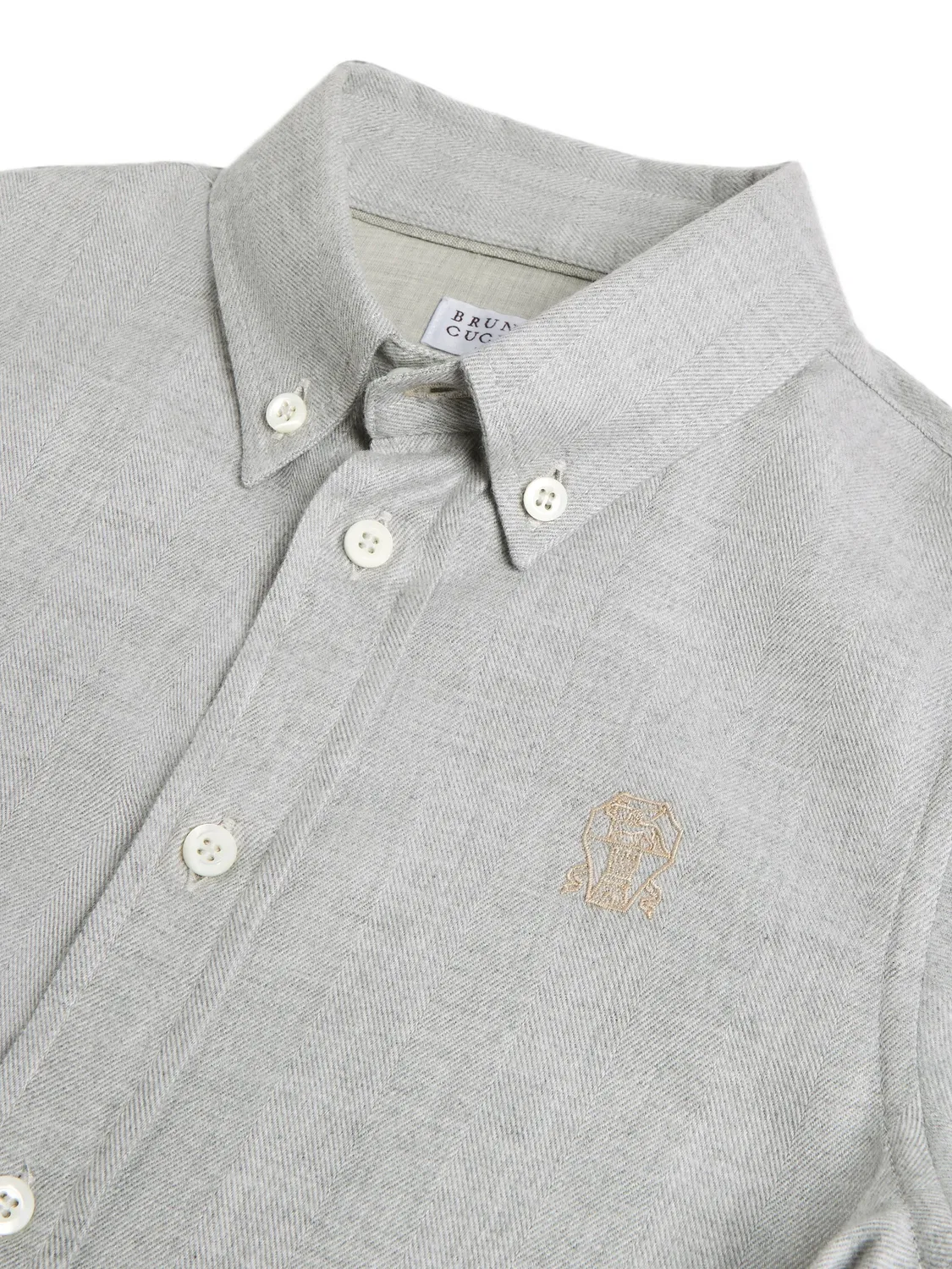 Рубашка с вышивкой Brunello Cucinelli Kids, серый — фото 3