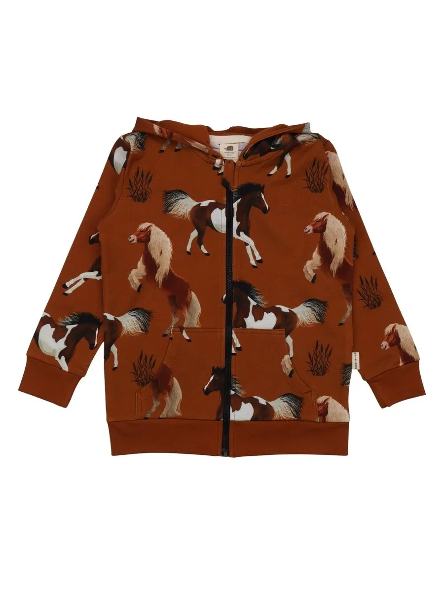 Худи на молнии Walkiddy 'Walkiddy - Joyful Horses Sweat Jacket' коричневого цвета