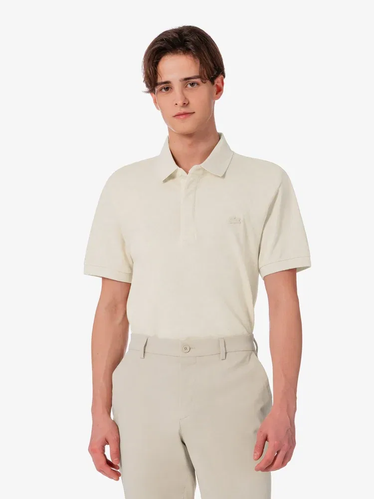Поло Lacoste PARIS, мужское, бежевый — фото 4