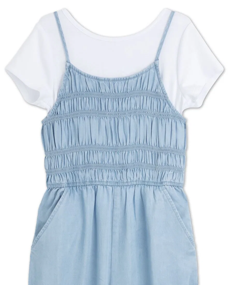 Комплект из футболки и комбинезона, модель Chambray Blue/White Speechless, Chambray Blue/White — фото 4