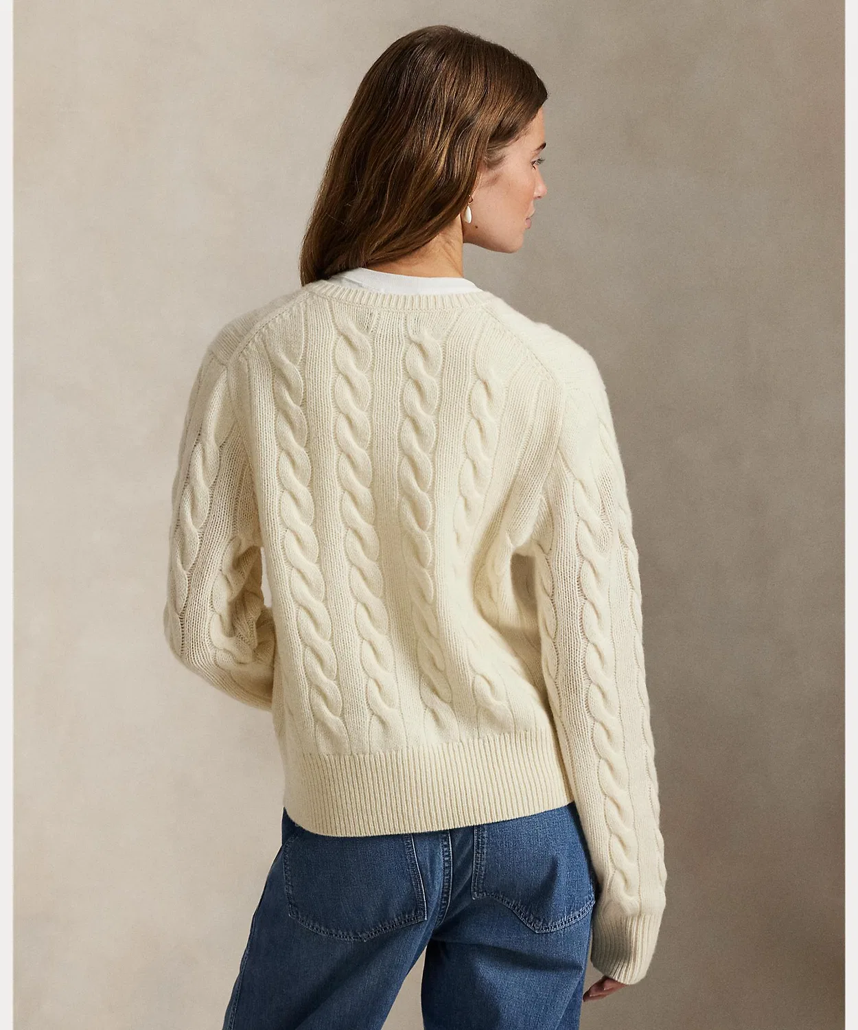 Женский кардиган из шерсти и кашемира с длинным рукавомPOLO RALPH LAUREN, Белый — фото 4