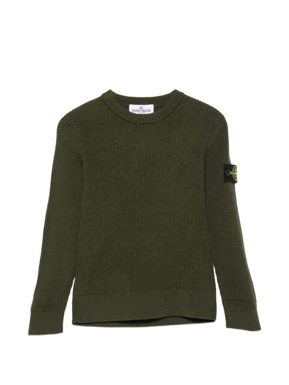 Рубчатый свитер с нашивкой в виде компаса Stone Island Junior, зеленый
