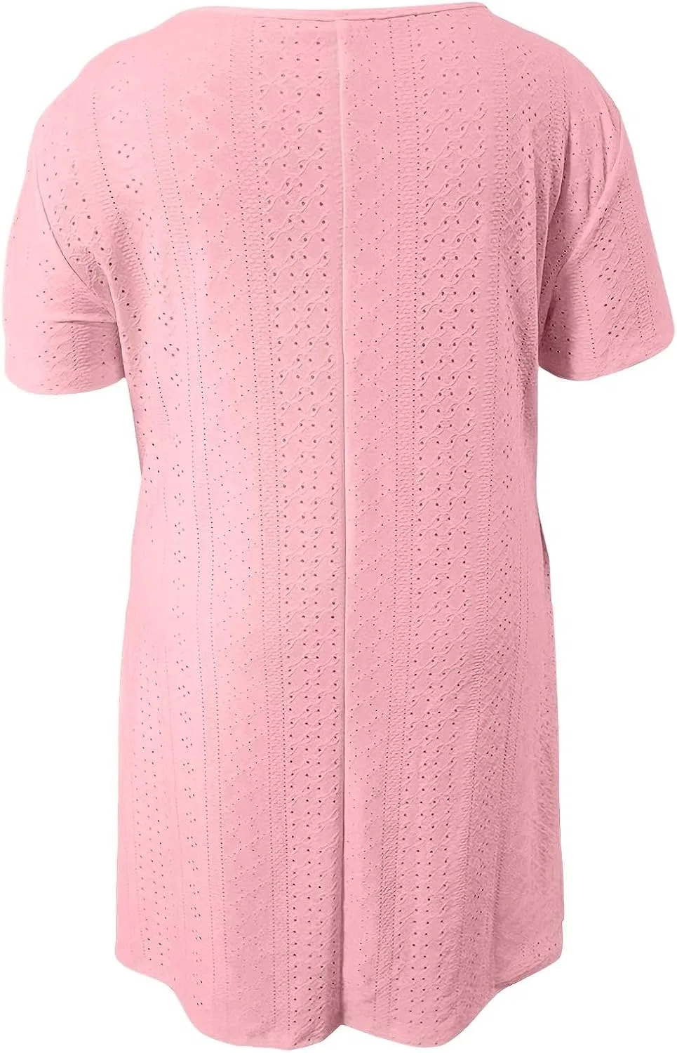Женское платье с волнообразным V-образным вырезом и ажурными вставками, Pink — фото 4