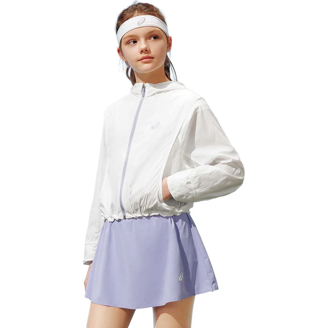 Детская футболка с капюшоном для защиты от солнца, ASICS, Purple — фото 4