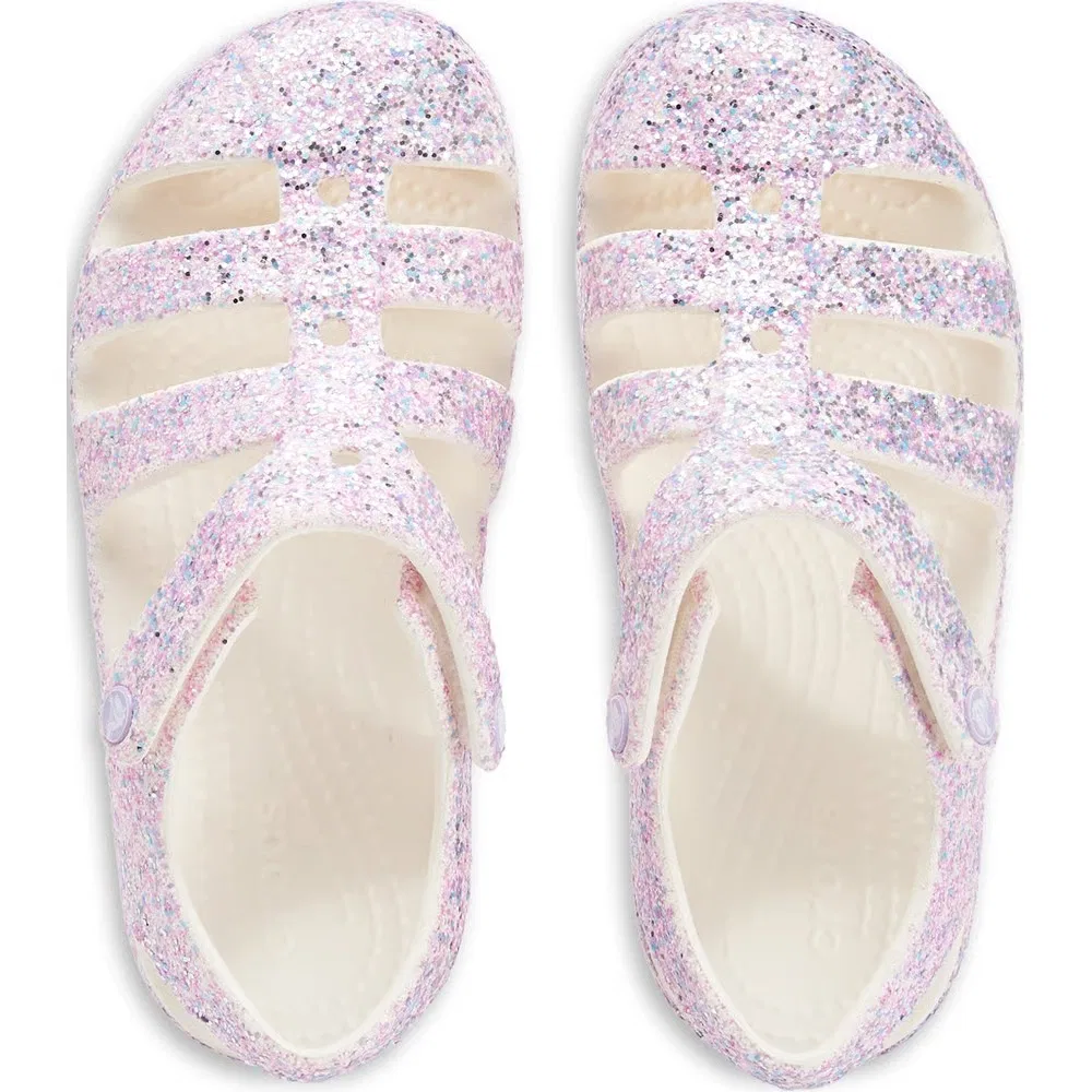 Классические детские сандалии с блестками Crocs, Chalk Multi Glitter — фото 4