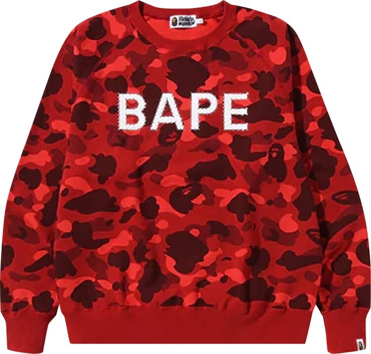 

Толстовка BAPE Color Camo Crystal Stone Relaxed Fit Crewneck 'Red', красный