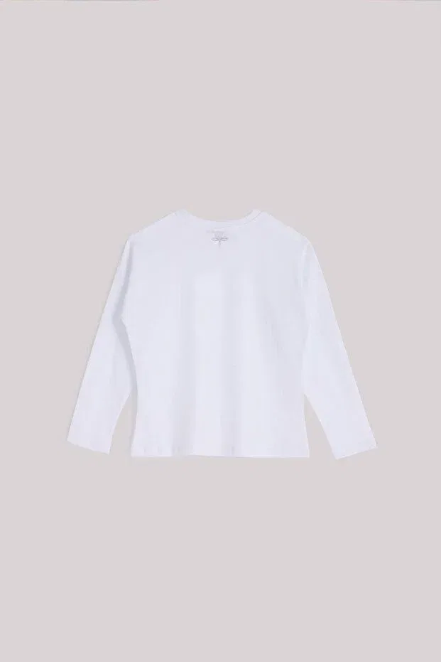 Детская футболка для девочек с принтом Big Store Girl's White T-Shirt Tyess, White — фото 3