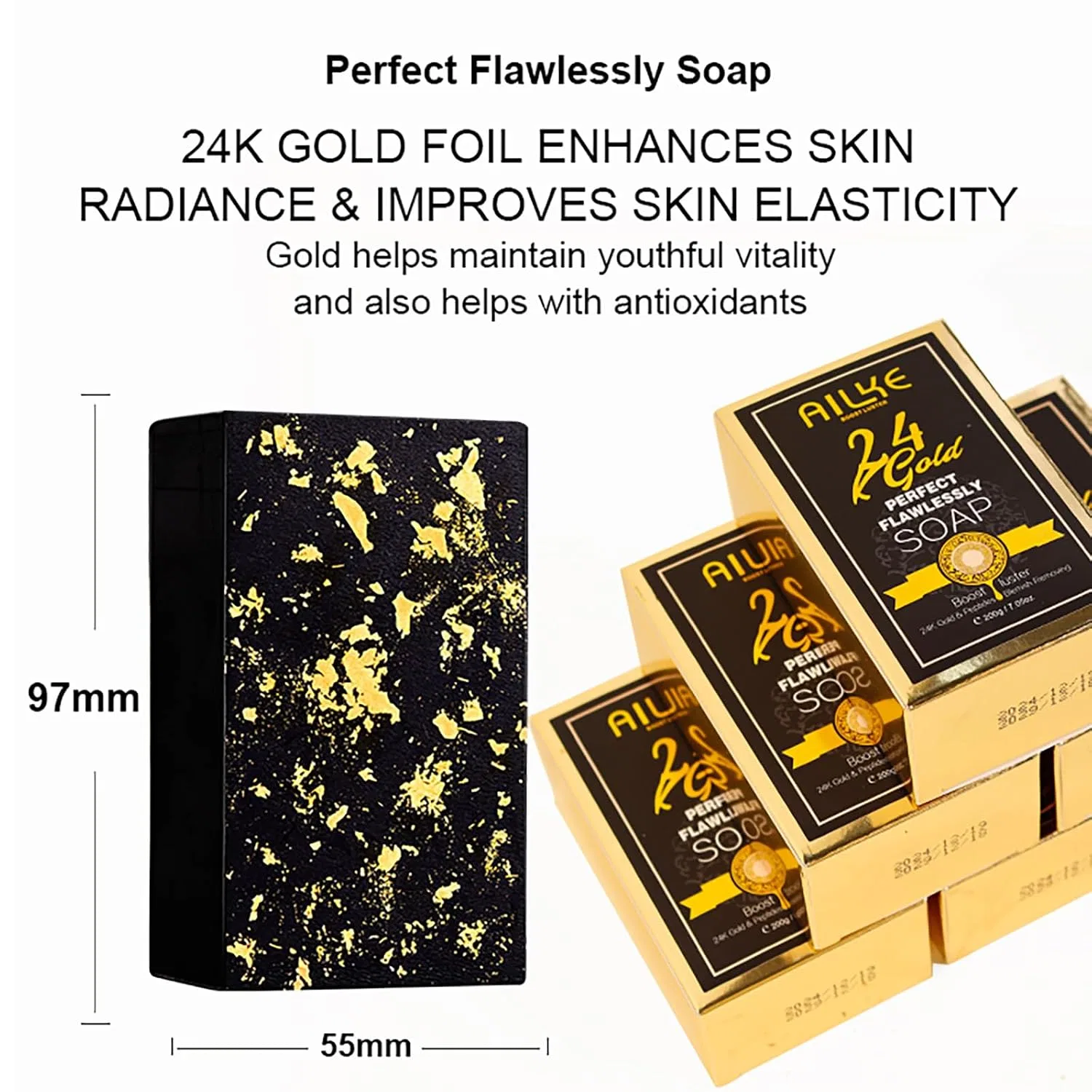 Мыло для лица и тела AILKE 24K Perfect Flawlessly Whitening, 200 г, Pack of 5 Ailke Boost Luster — фото 4