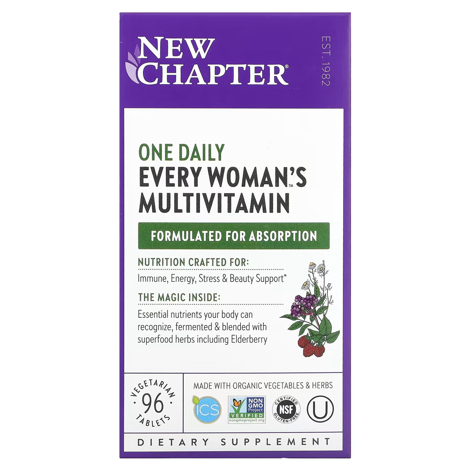 

New Chapter, Every Woman's One Daily, мультивитамины, 96 вегетарианских таблеток