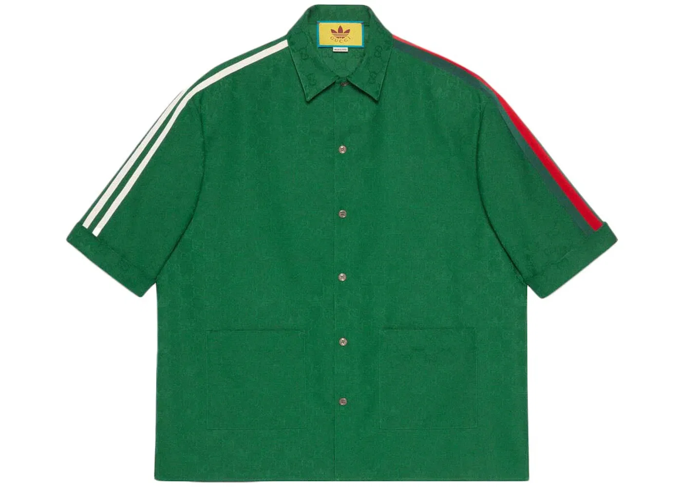 Мужская рубашка с жаккардовым узором Gucci x Adidas GG Trefoil Jacquard Shirt Gucci, Green