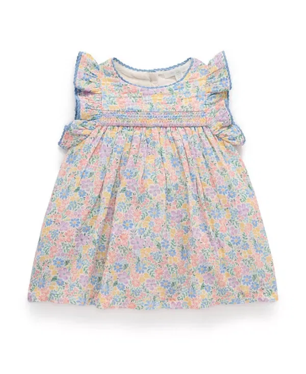 Детское хлопковое платье с коротким рукавом Purebaby, Isabella Print