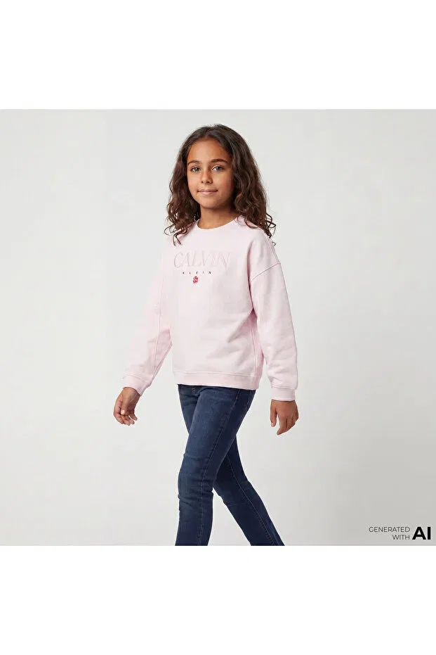 Детские свитшот для девочек хлопковый Calvin Klein, Pink — фото 3