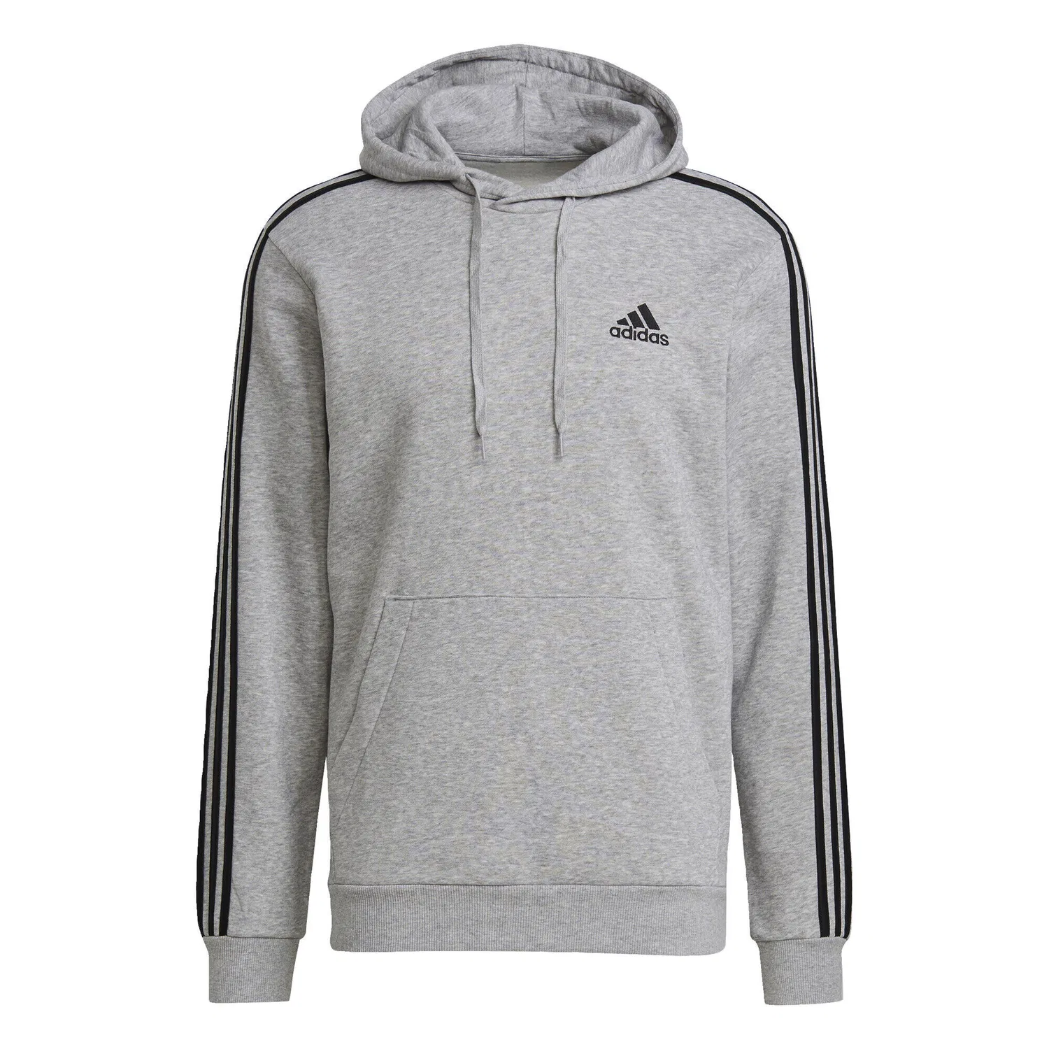 Мужское худи из флиса с принтом Essentials Fleece 3-Streifen, Adidas, Grau Schwarz — фото 3