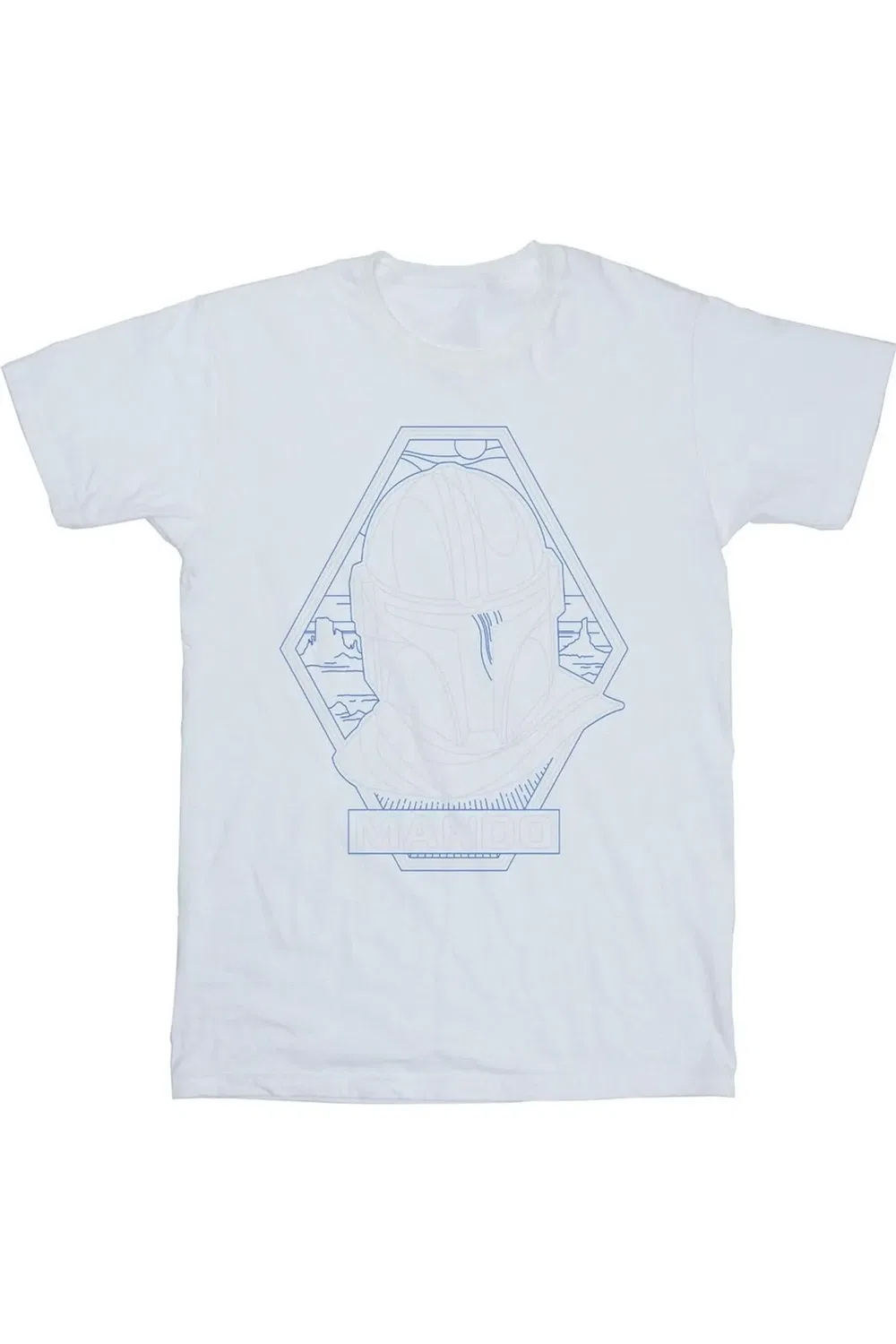 Футболка с принтом The Mandalorian Outline Helm Star Wars, White — фото 2