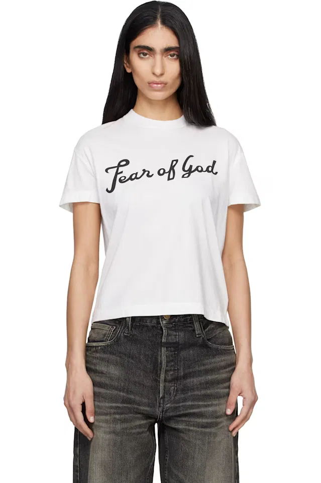 Белая футболка с надписью страх Божий Fear Of God